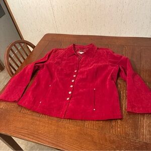 Dressbarn Woman Suede Leather Jacket Women’s 18/20 Snap Button Studs Quilt